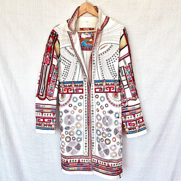 $635 Firm Vintage Y2k Johnny Was Embroidered Jacket Studded Biya Two Ten Ten … - Picture 1 of 16